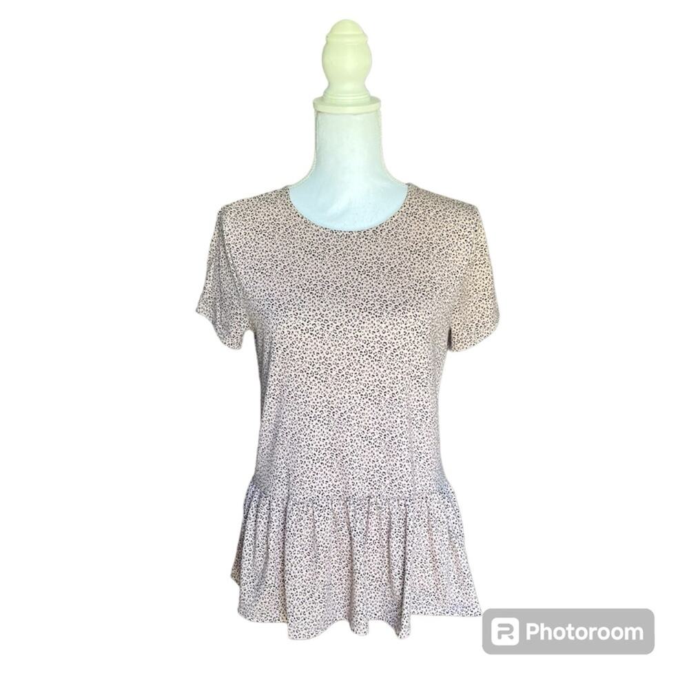 Gaze Cheetah Print Peplum Top- Size Small